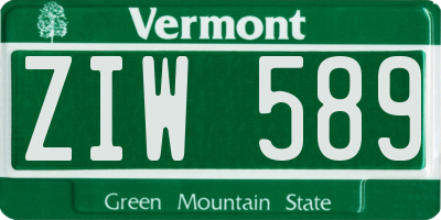 VT license plate ZIW589