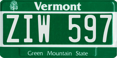 VT license plate ZIW597