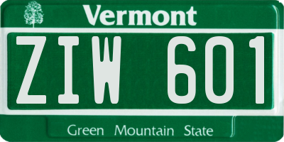 VT license plate ZIW601