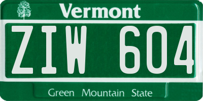 VT license plate ZIW604