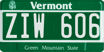VT license plate ZIW606