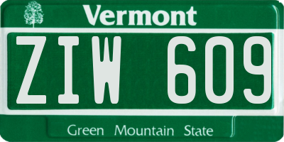 VT license plate ZIW609