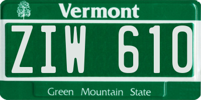 VT license plate ZIW610