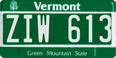 VT license plate ZIW613
