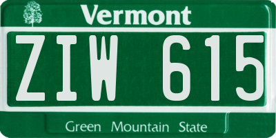 VT license plate ZIW615
