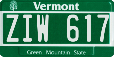 VT license plate ZIW617