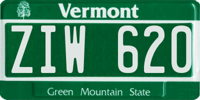 VT license plate ZIW620
