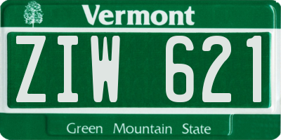 VT license plate ZIW621