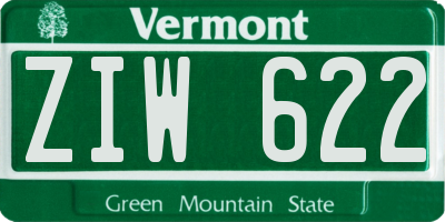 VT license plate ZIW622