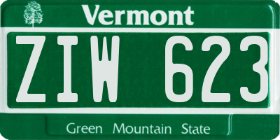 VT license plate ZIW623