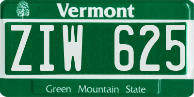 VT license plate ZIW625