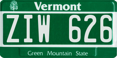 VT license plate ZIW626