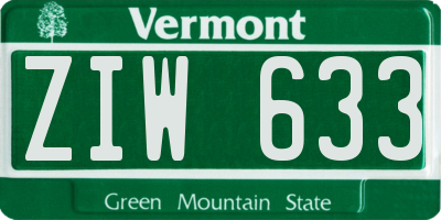 VT license plate ZIW633