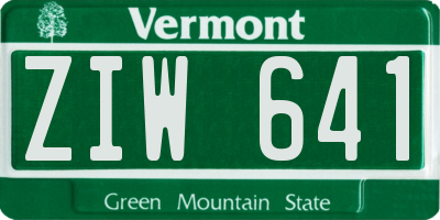 VT license plate ZIW641
