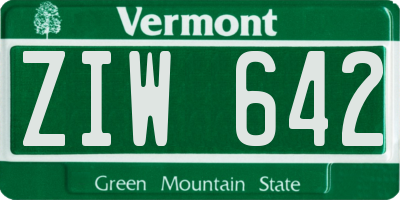 VT license plate ZIW642
