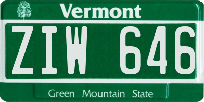 VT license plate ZIW646