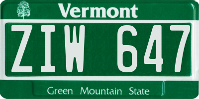 VT license plate ZIW647