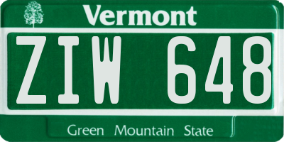 VT license plate ZIW648