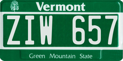 VT license plate ZIW657
