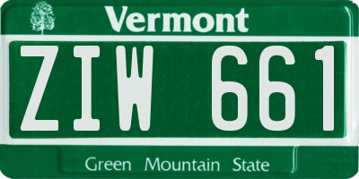 VT license plate ZIW661