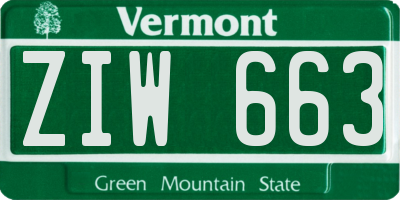 VT license plate ZIW663