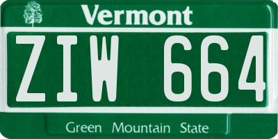 VT license plate ZIW664