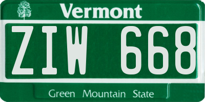 VT license plate ZIW668