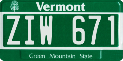 VT license plate ZIW671