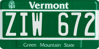 VT license plate ZIW672