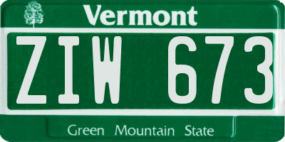 VT license plate ZIW673