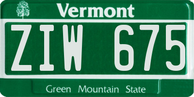 VT license plate ZIW675