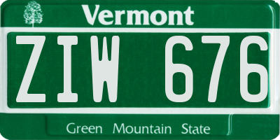 VT license plate ZIW676