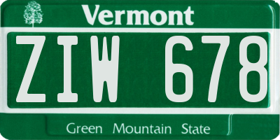 VT license plate ZIW678