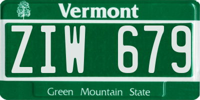 VT license plate ZIW679