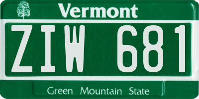 VT license plate ZIW681