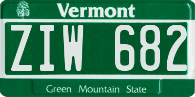 VT license plate ZIW682