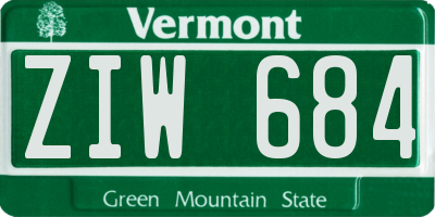 VT license plate ZIW684