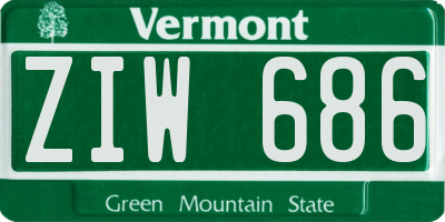 VT license plate ZIW686