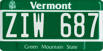 VT license plate ZIW687