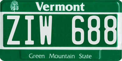 VT license plate ZIW688