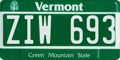 VT license plate ZIW693