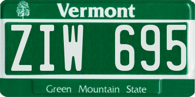 VT license plate ZIW695