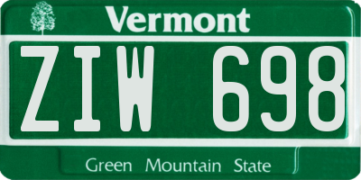 VT license plate ZIW698
