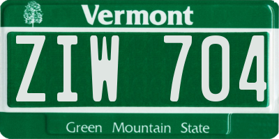 VT license plate ZIW704