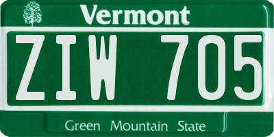 VT license plate ZIW705