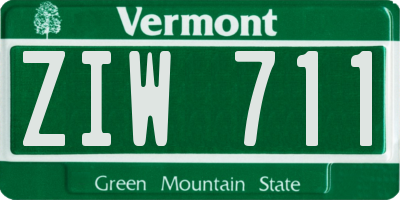 VT license plate ZIW711