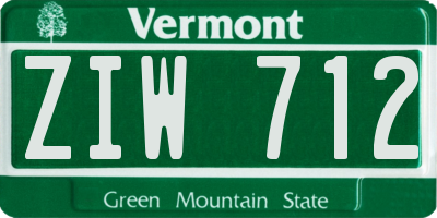 VT license plate ZIW712