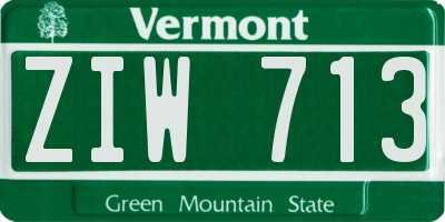 VT license plate ZIW713