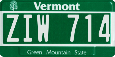VT license plate ZIW714