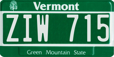 VT license plate ZIW715